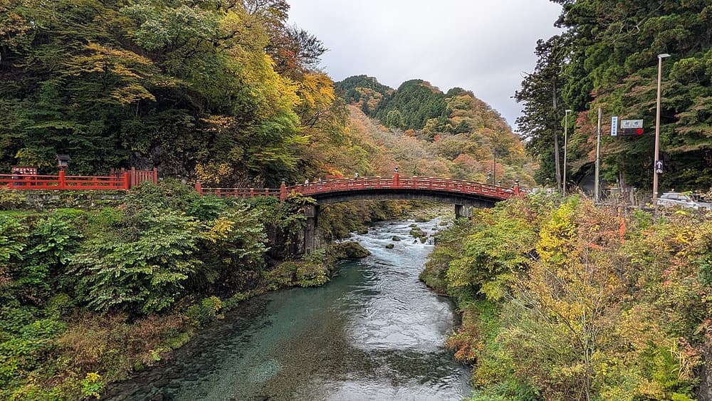 Shinkyo Bridge over the Daiya River at Nikko, Japan
